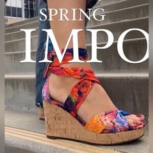 Impo Orabelle Women's Ankle Wrap Platform Wedge Memory Foam Sandals